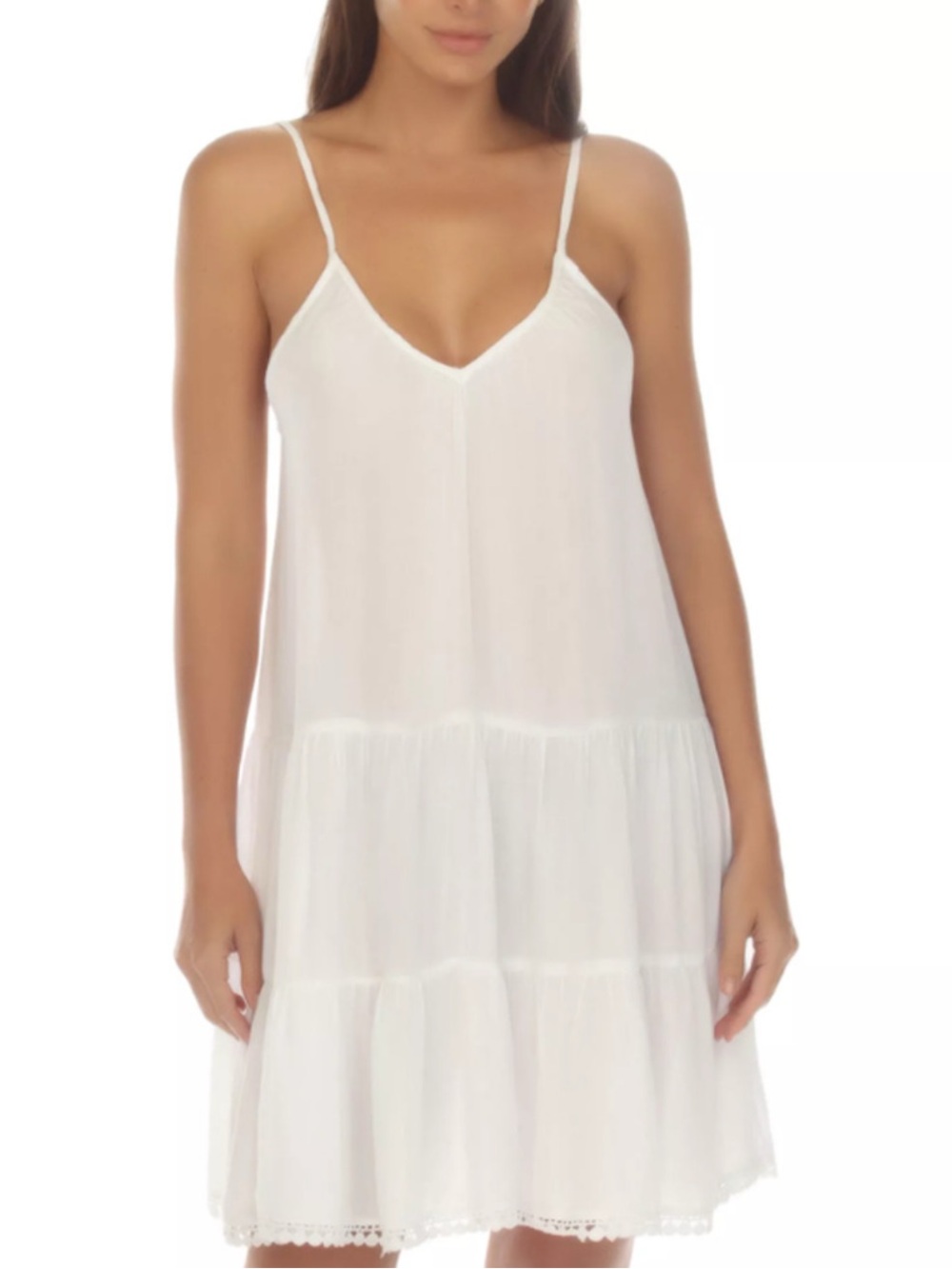 NWT Raviya White V-Neck Spaghetti Strap Swim Coverup Dress